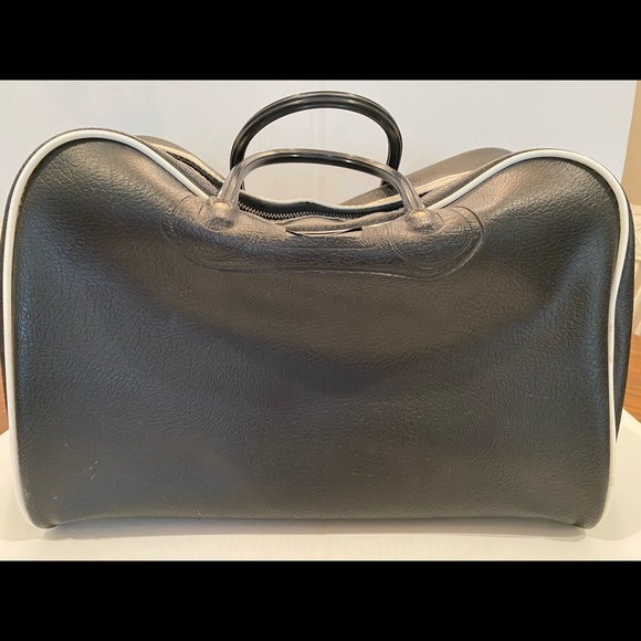 Vintage Faux Leather Black Carry On Zip Up - Picture 2 of 6
